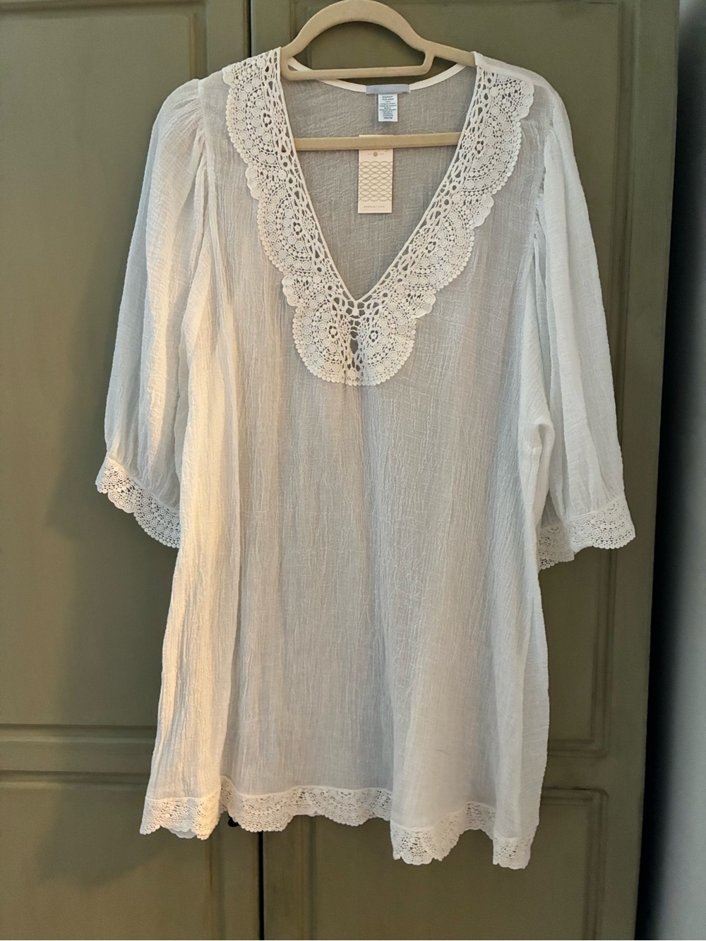 NWT EBERJEY SOL CELESTE WHITE COVER UP SZ S/M
